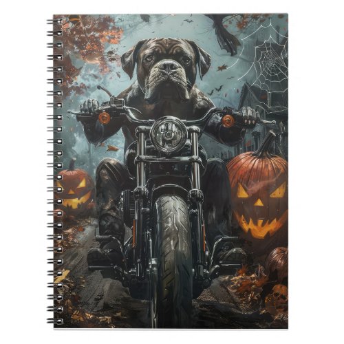 Cane Corso Riding Motorcycle Halloween Scary Notebook