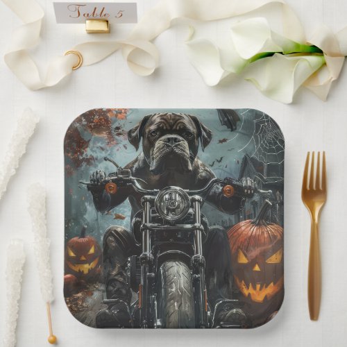 Cane Corso Riding Motorcycle Halloween Scary Paper Plates