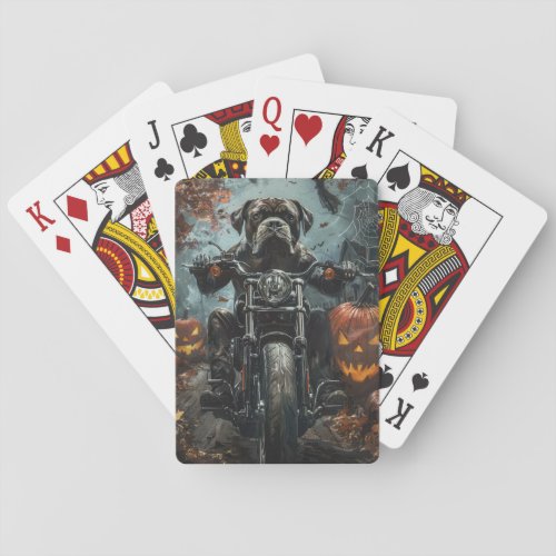 Cane Corso Riding Motorcycle Halloween Scary Playing Cards