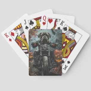 Cane Corso Riding Motorcycle Halloween Scary Poker Cards