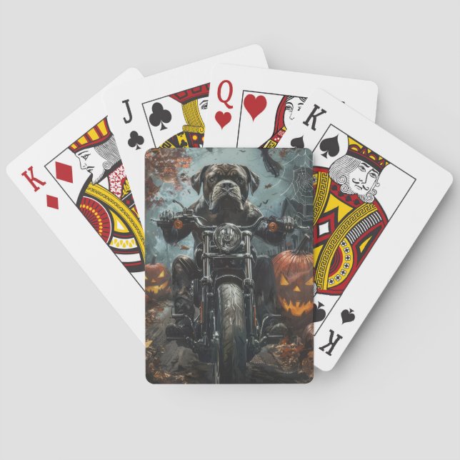 Cane Corso Riding Motorcycle Halloween Scary Poker Cards (Back)