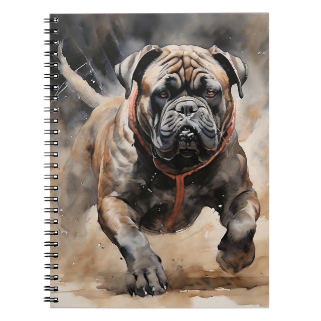 Cane Corso Running Ink Drawing  Notebook (Front)