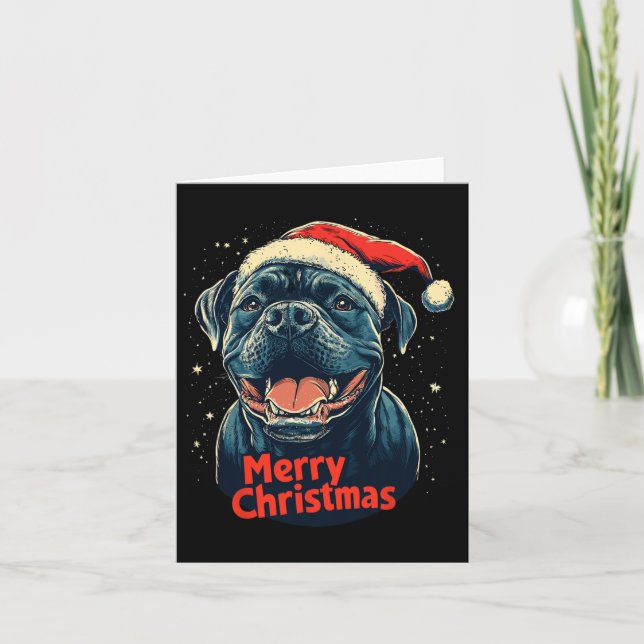 Cane Corso Santa Hat Merry Christmas Xmas Dog Love Card (Front)