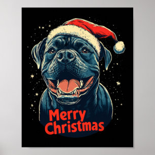 Cane Corso Santa Hat Merry Christmas Xmas Dog Love Poster