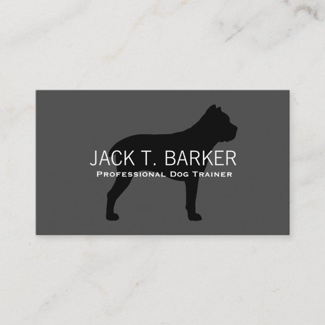 Cane Corso Silhouette Black on Grey Business Card (Front)