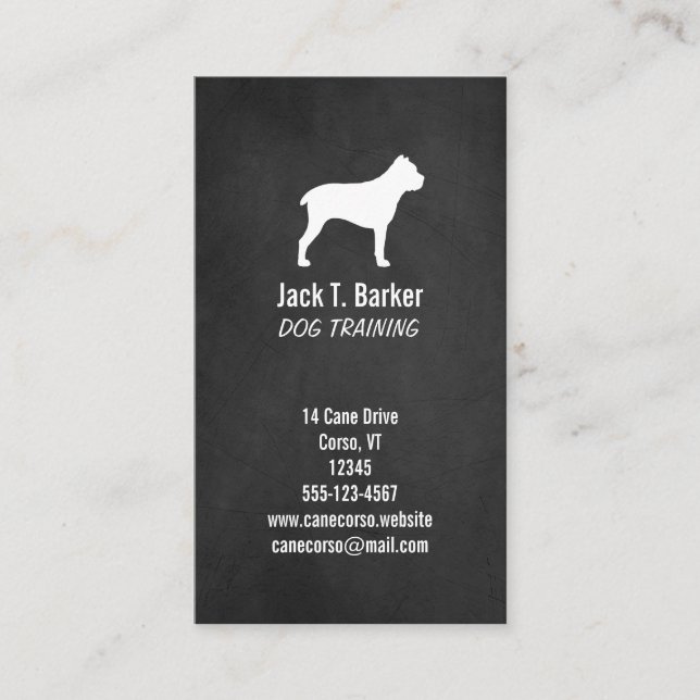Cane Corso Silhouette - Chalkboard Style Business Card (Front)