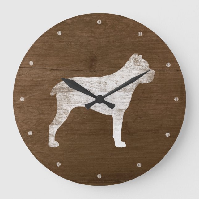 Cane Corso Silhouette Rustic Large Clock (Front)