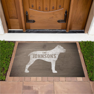 Cane Corso Silhouette Rustic Style Personalized Doormat