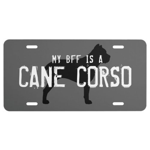 Cane Corso Silhouette with Text License Plate
