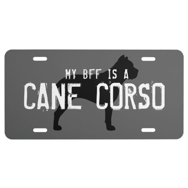Cane Corso Silhouette with Text License Plate (Front)