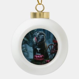 Cane Corso Snowy Sleigh Christmas Decor Ceramic Ball Christmas Ornament
