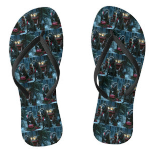 Cane Corso Snowy Sleigh Christmas Decor  Flip Flops