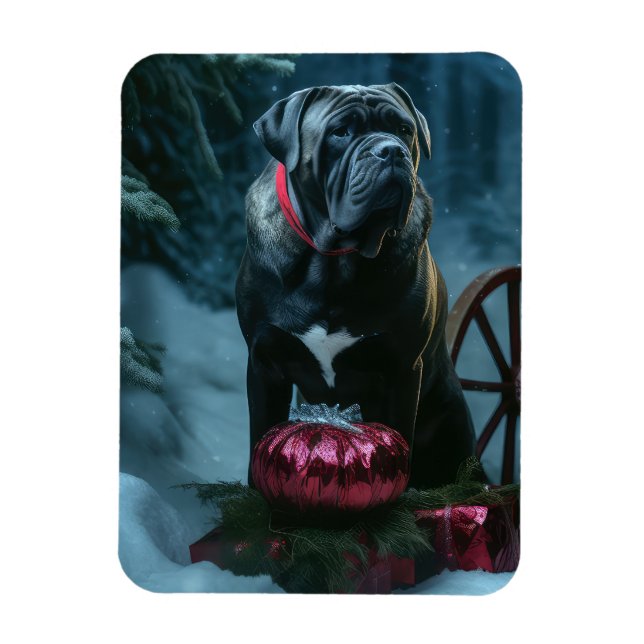 Cane Corso Snowy Sleigh Christmas Decor Magnet (Vertical)