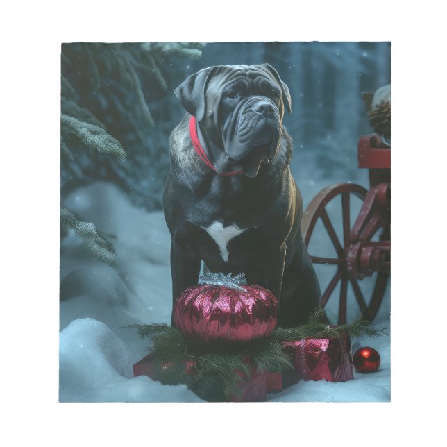 Cane Corso Snowy Sleigh Christmas Decor Notepad (Front)
