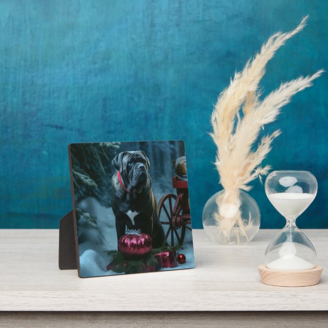 Cane Corso Snowy Sleigh Christmas Decor Plaque (Insitu)
