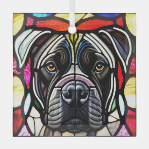 Cane Corso Stained Glass  Glass Ornament
