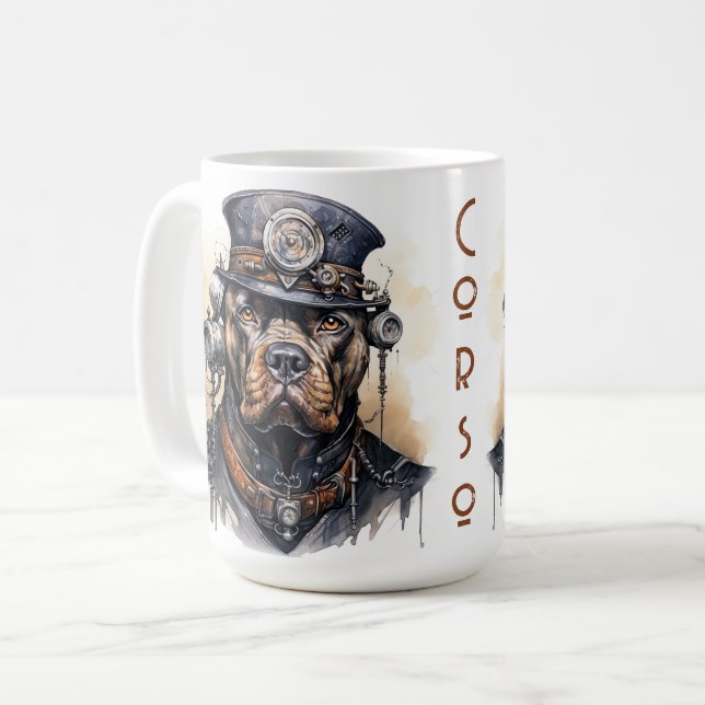 Cane Corso Steampunk Dog Coffee Mug (Front Left)