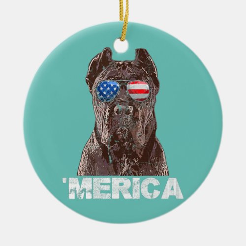 Cane Corso Sunglasses American USA Flag 4th Of Ceramic Ornament