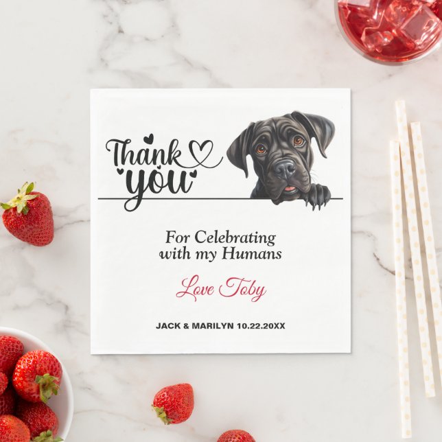 Cane Corso  Thank You Wedding Reception Napkins (Insitu)