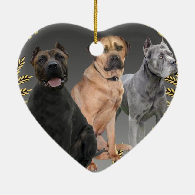 Cane Corso Three Ceramic Ornament (Back)