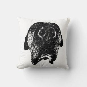 Cane Corso Throw Pillow Ink Head Drawing