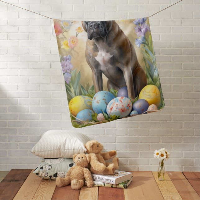 Cane Corso with Easter Eggs Holiday Baby Blanket (In Situ)