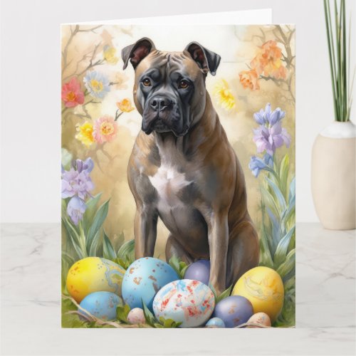 Cane Corso with Easter Eggs Holiday Card