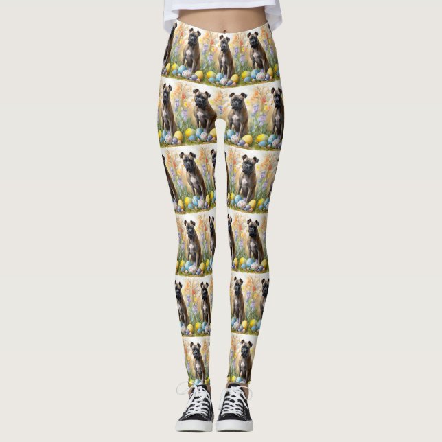Cane Corso with Easter Eggs Holiday Leggings (Front)