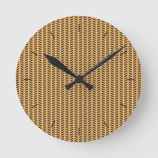 Cane wicker parquet round clock (Front)