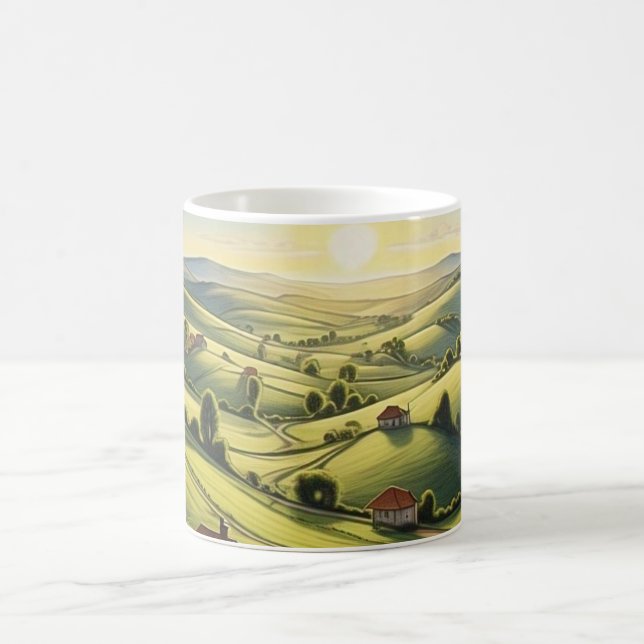 Cane with sunset landscape coffee mug (Center)