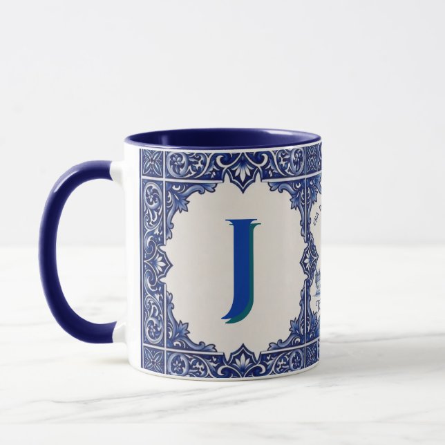 Caneca Personalizada Azulejo Torre de Belém Portug Mug (Left)