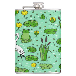 Canes, herons, lilies: vintage swarm. flask