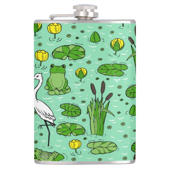 Canes, herons, lilies: vintage swarm. flask (Front)