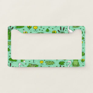 Canes, herons, lilies: vintage swarm. license plate frame