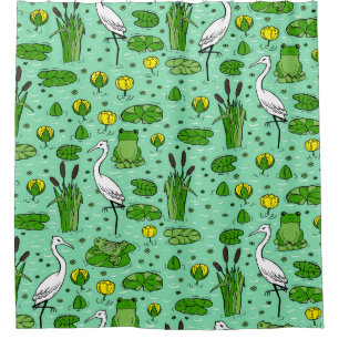 Canes, herons, lilies: vintage swarm. shower curtain