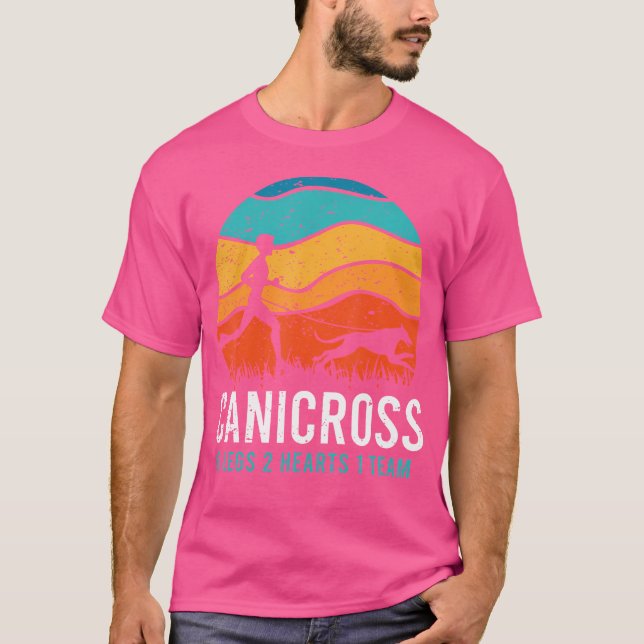 Canicross 6 Legs 2 Hearts 1 Team Funny Dog Running T-Shirt (Front)