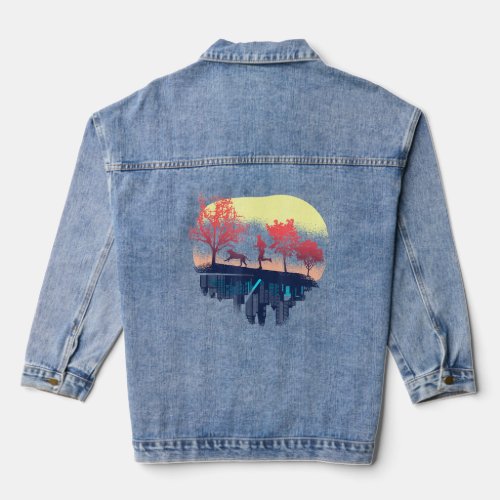 Canicross Jogging And Dog Sports In The Field  Denim Jacket