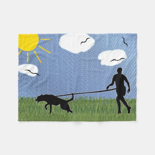 Canicross _ Off the Path Shadow Man and Dog Fleece Blanket