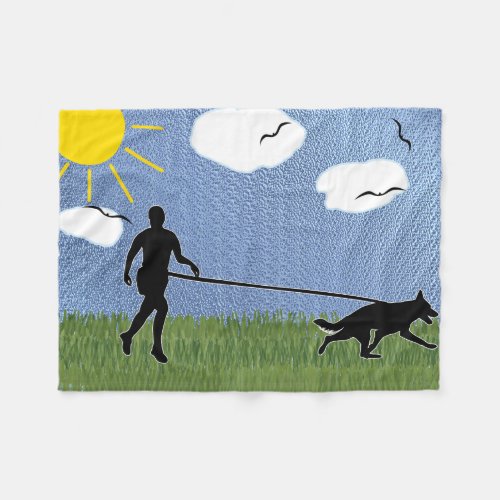 Canicross _ Off the Path Shadow Man and GSD Fleece Blanket