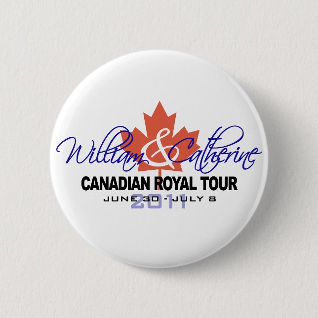 Canidian Royal Tour - William & Kate 2011 Button (Front)