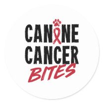 Canine Cancer Bites Dog Carcinoma Awareness Classic Round Sticker