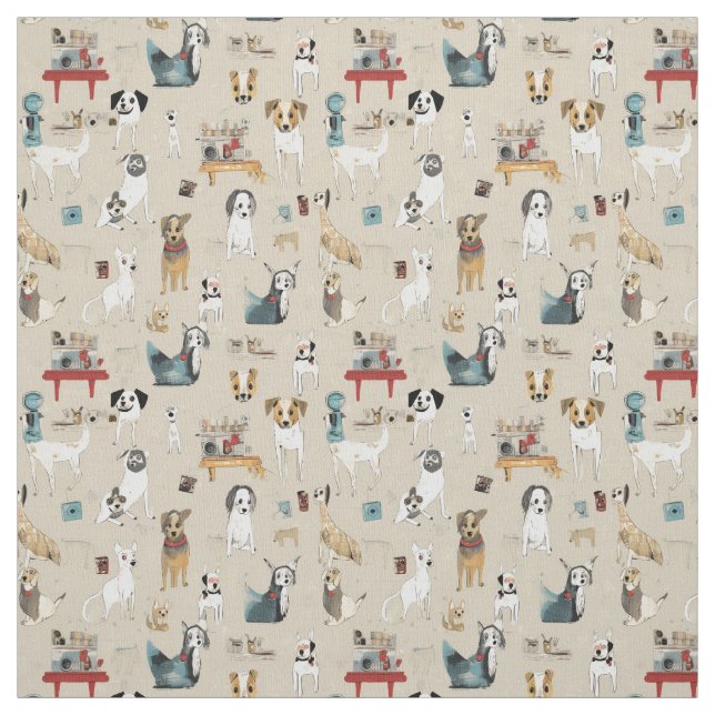 Canine Capers: Whimsy Dog Fabric (Swatch)