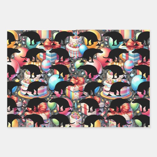 Canine Celebration Fun Pooping Dog  Wrapping Paper Sheets (Front)
