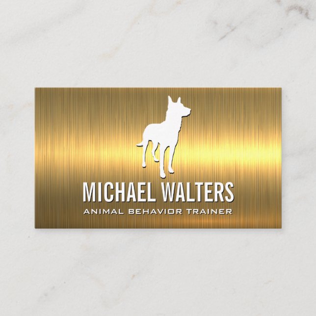 Canine Dog Logo | Gold Metallic Business Card (Front)