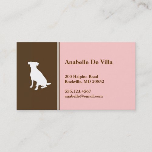 Canine dog pink brown pet personal calling card business card templates
