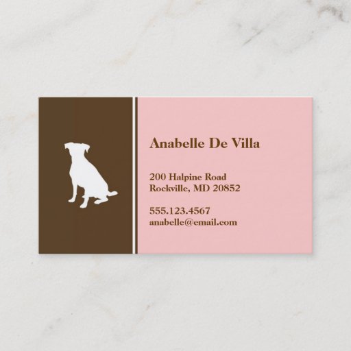Customizable Canine dog pink brown pet personal calling card business card templates