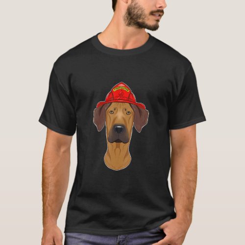 Canine Handler Fireman Dog I Firefighter Rhodesian T_Shirt