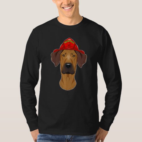 Canine Handler Fireman Dog I Firefighter Rhodesian T_Shirt