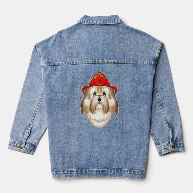 Canine Handler I Fireman Dog I Firefighter Havanes Denim Jacket (Back)