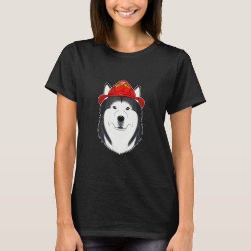 Canine Handler I Fireman Dog I Firefighter Husky  T_Shirt